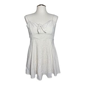 Essue Cream Linen Blend Mini Spring Dress